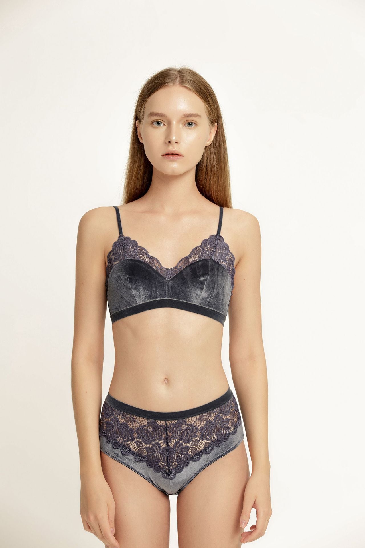 No Steel Ring Thin Cotton Cup Lace Bra Set