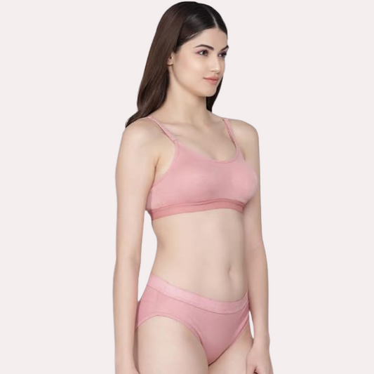Wire-Free Women's Cotton Sports Bra Panty Set (2 pack)