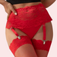 Elegant French Daina Red Lace Garter Belt