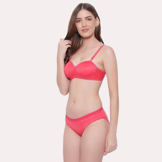 Non-Wired Cotton Push-Up Bra Panty for Women (2 pack)