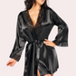 Sexy Black Silk Robe for Women, Perfect for Hot Nights
