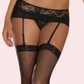 George Black Ruffled Mesh Lace Skirt Garter Belt