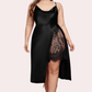 Satin Nightgown with Slit for Plus Size Women